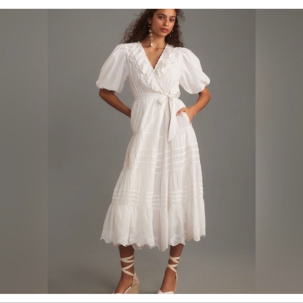 Love The Label Short Sleeve Ruffled Tiered Wrap Maxi Dress - Picture 1 of 8